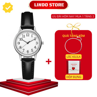   TẶNG VÒNG TAY  Đồng hồ nữ DZINER dây da mặt nhỏ thời trang cao cấp mẫu mới ND39 