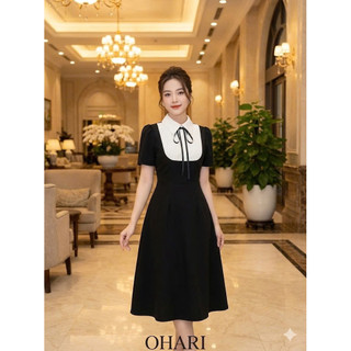 Đầm cổ sơ mi giả yếm, Đầm công sở thiết kế dáng chữ A