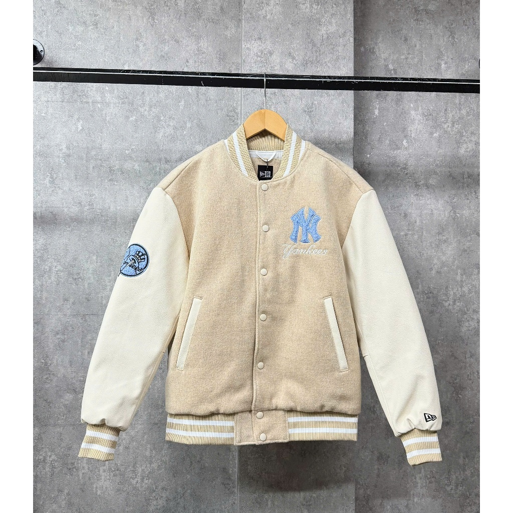 (CHÍNH HÃNG) ÁO BOMBER NỈ NÂU NY XANH NGỌC YANKEES - 13782614