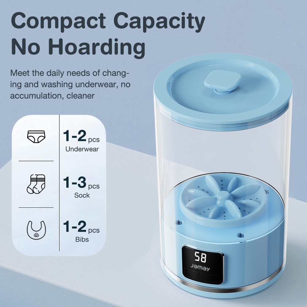 JAMAY MWM01 Máy giặt mini Di động, êm ái, không dây, thích hợp giặt đồ lót, có chức năng khử trùng bằng ánh sáng xanh | BigBuy360 - bigbuy360.vn