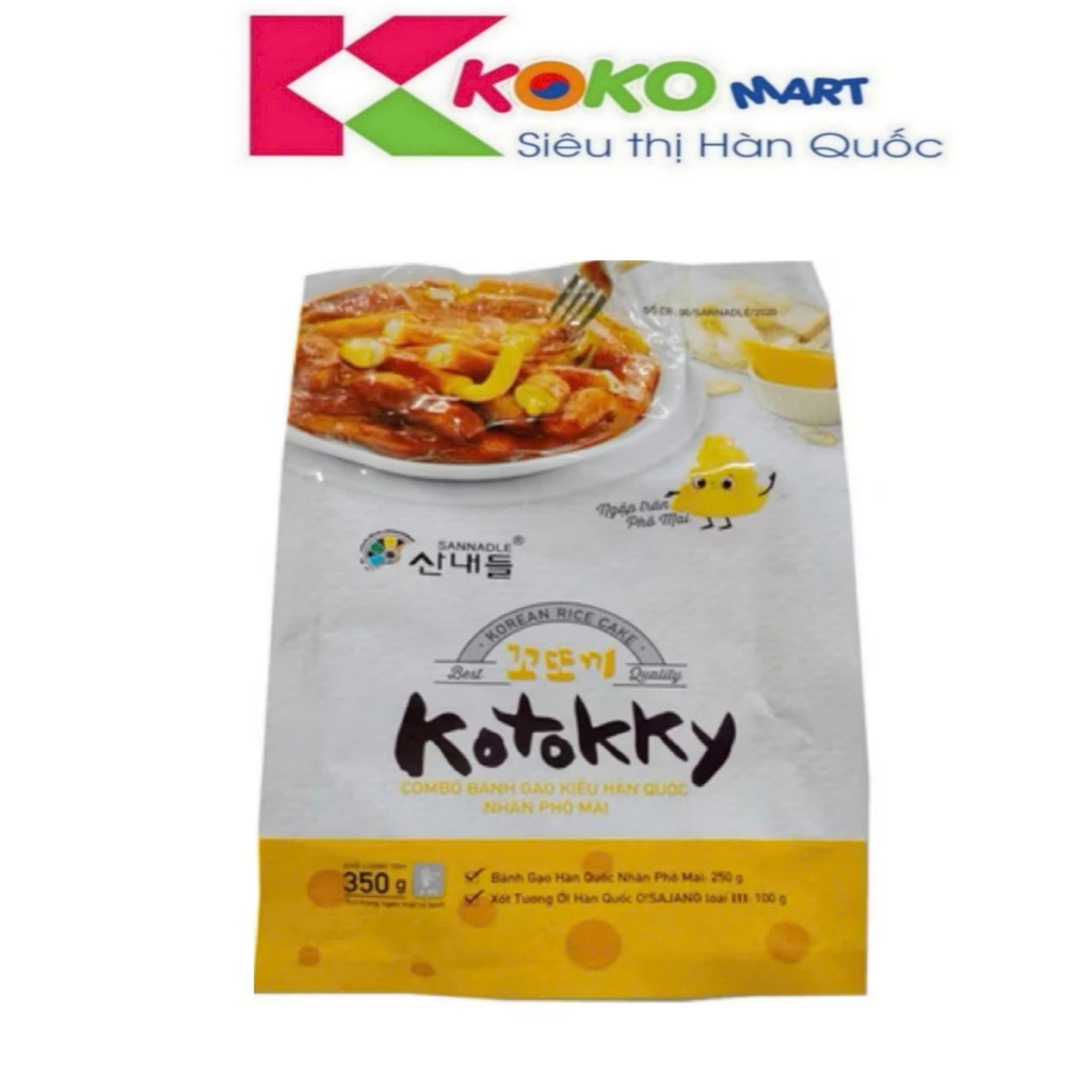 Combo Bánh gạo Tok nhân phô mai và xốt nấu Hàn Quốc bịch 350g