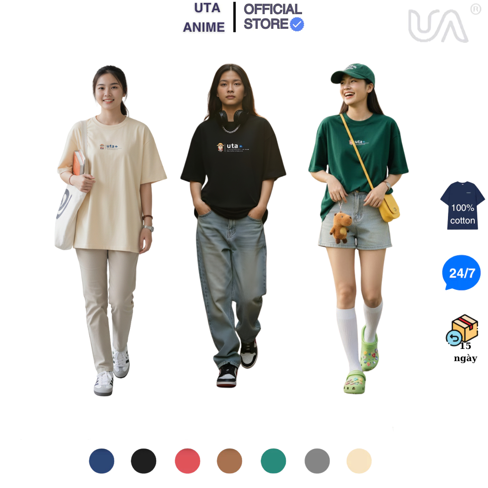 áo thun local brand UTA anime Luffy basic áo thun thời trang form rộng oversize nam nữ