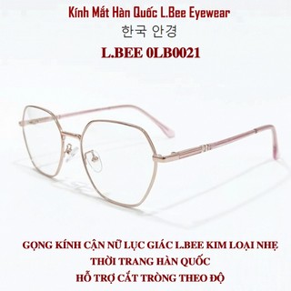  Gọng kính cận nữ lục giác L.BEE kim loại nhẹ thời trang Hàn Quốc - hỗ trợ cắt tròng theo độ LB0021 