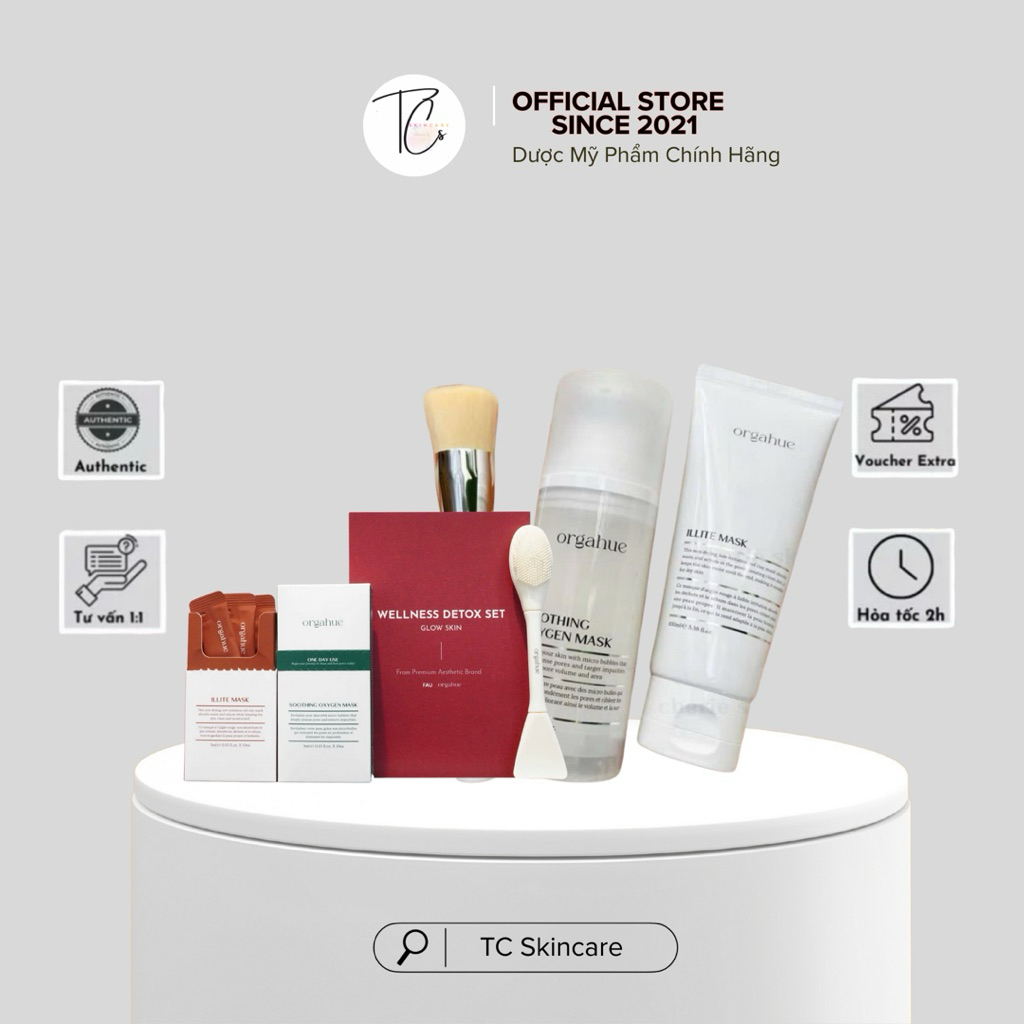 Bộ Detox Orgahue-Sữa Rửa Mặt Sủi Bọt Orgahue Soothing Oxygen Mask-Mặt Khoáng Sét ILLITE MASK