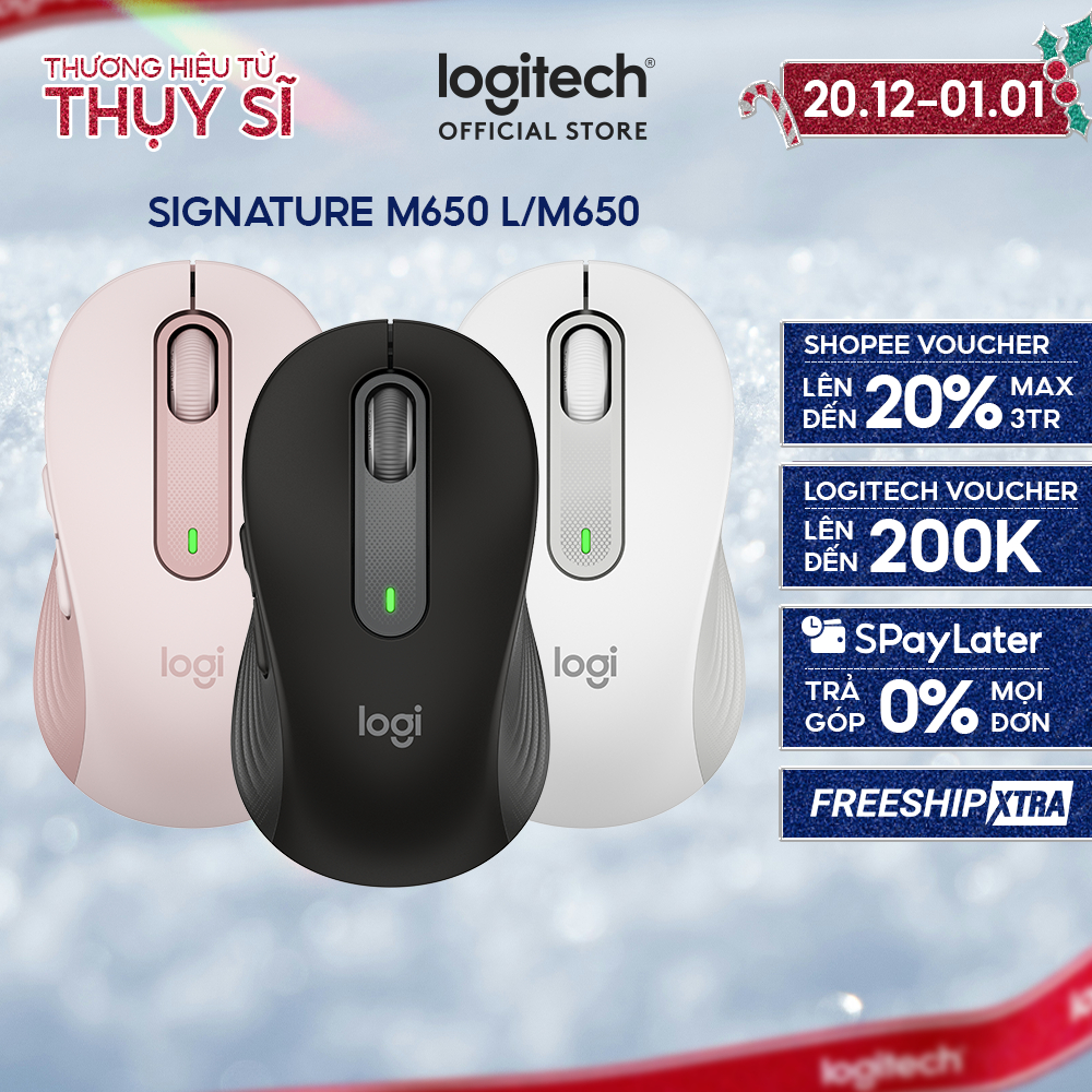 Chuột không dây bluetooth Logitech Signature M650 - SmartWheel, giảm ồn, tùy chỉnh các nút