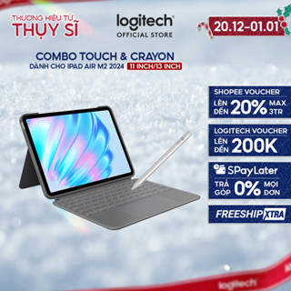  Bao da kèm bàn phím Logitech Combo Touch cho iPad Air 11 inch  M2 & M3  iPad Air 13 inch  M2  & Bút Logitech Crayon 