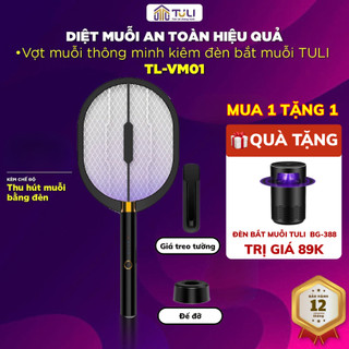 Vợt muỗi TULI VM01 3 in1 kiêm đèn bắt muỗi côn trùng để bàn và treo tường sạc Type C BH 12 Tháng 