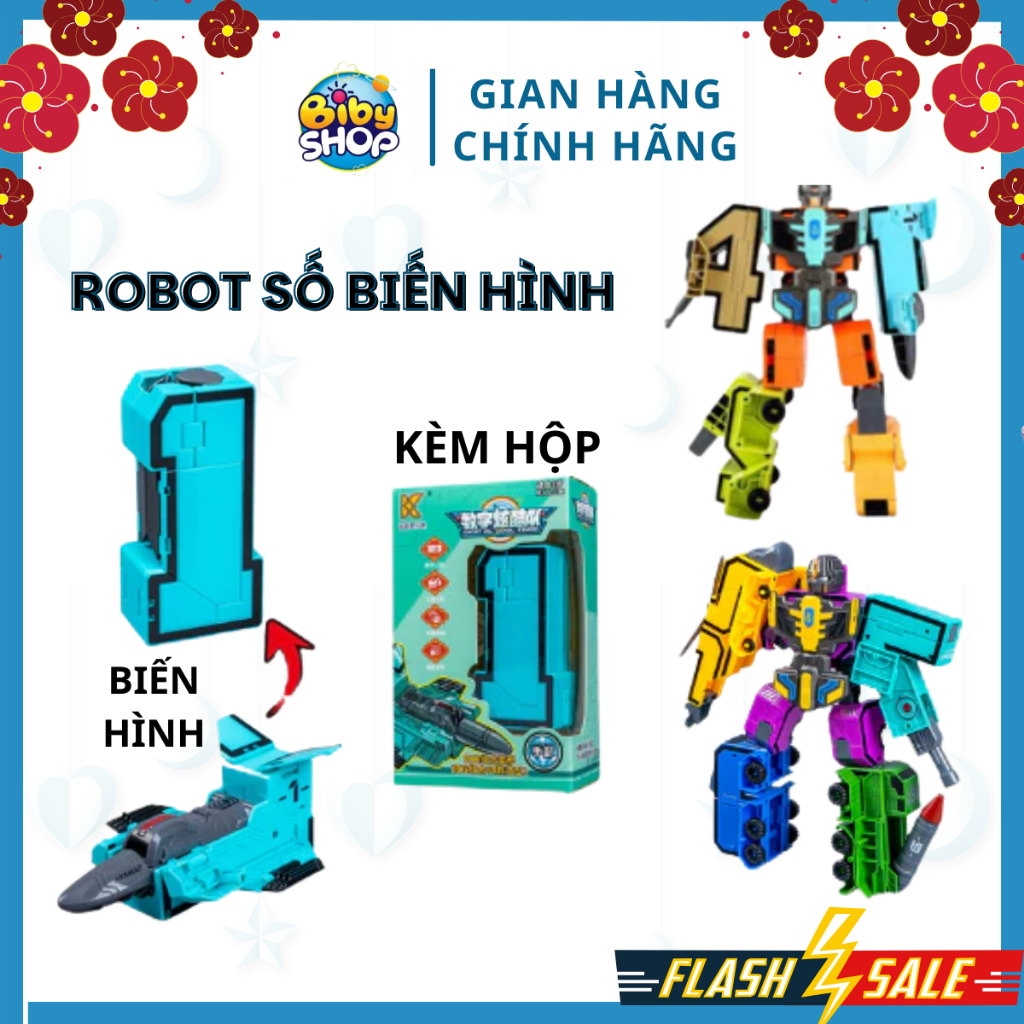 Robot Số Biến Hình BIBY Cho Bé CỠ LỚN, Số Biến Hình Lắp Ghép Từ 0-9, robot biến hình