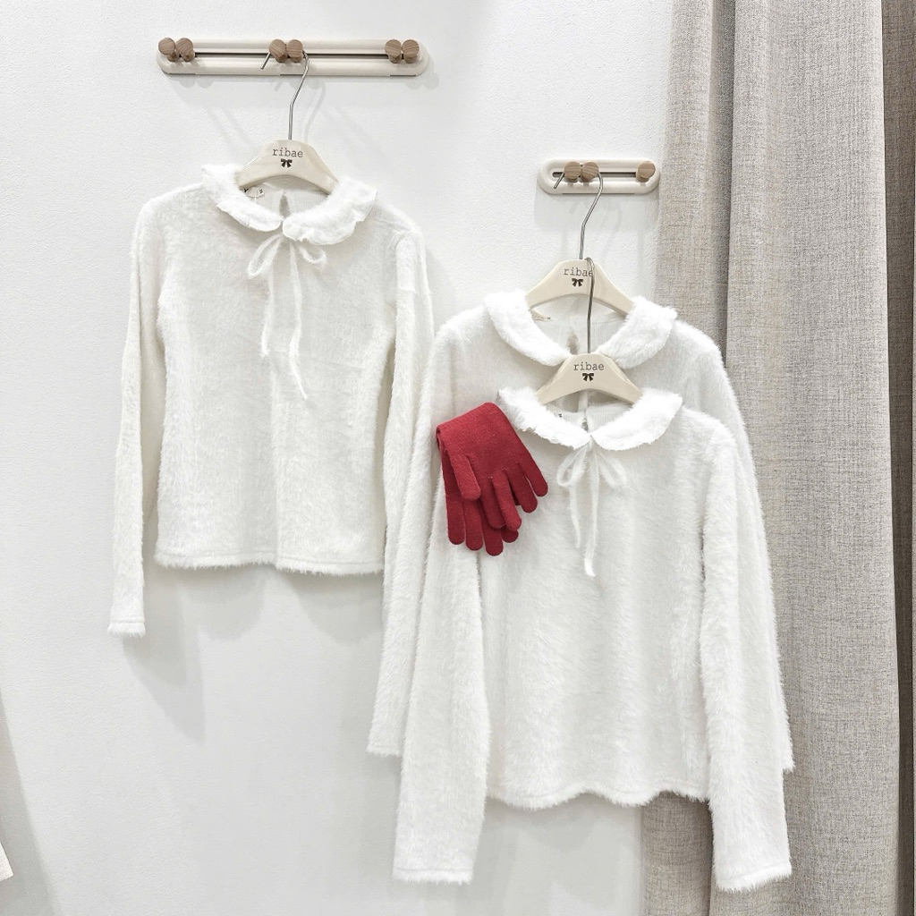 Áo Thun Lông Mịn Cổ Bèo Nơ Tiểu Thư”Serena White” – Form Xinh Chuẩn Hàn dành Cho Nữ | BigBuy360 - bigbuy360.vn
