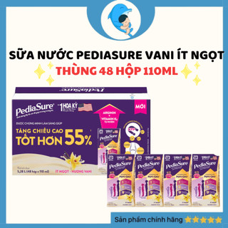 Thùng 48 hộp sữa nước Pediasure hương Vani Ít ngọt 110ml/hộp (1 lốc 4 hộp) MECAHEO
