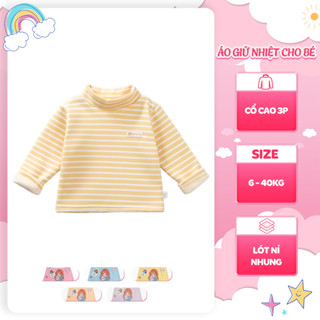  COMBO 1-3-5 Áo giữ nhiệt cổ 3p in hình gấu cho bé lót nỉ nhung cổ cao 3p hàng quảng châu từ 6-42kg 