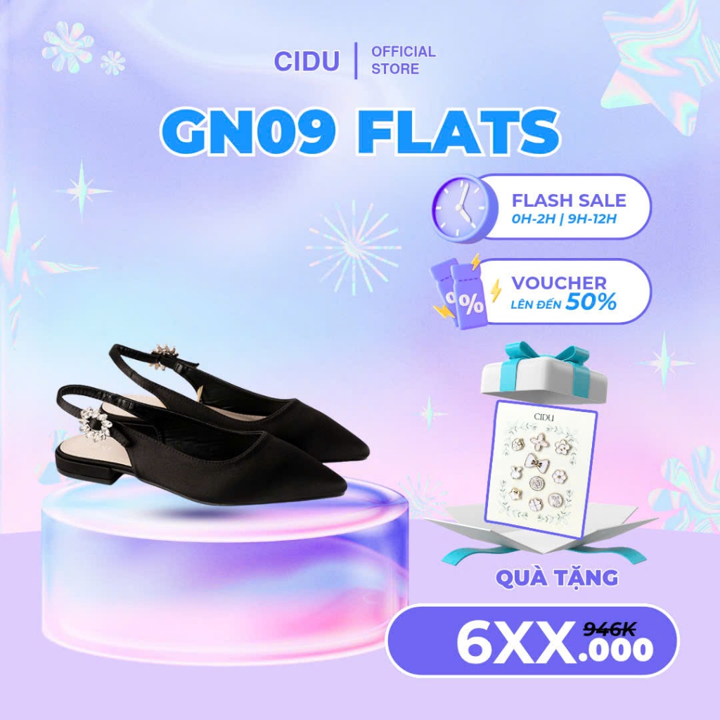 Cidu Flats GN-09 giày bệt mũi nhọn Cidu vải satin