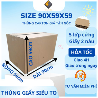 01 Thùng Hộp Giấy Carton 90x59x59 , 5 lớp Giao Hỏa Tốc