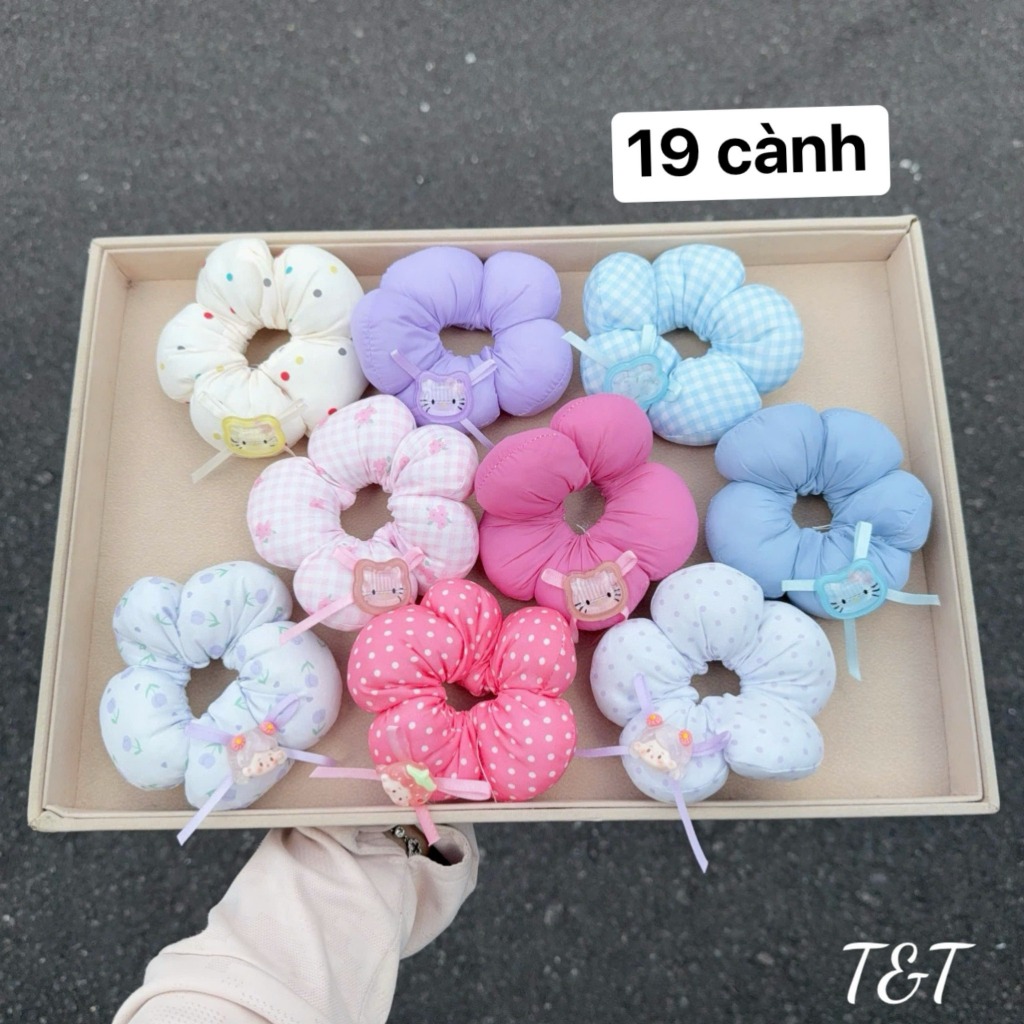 scrunchies to phồng, phong cách hàn quốc