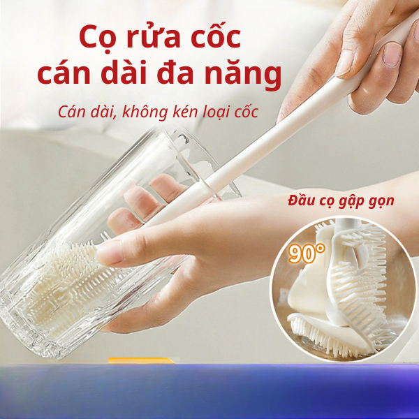 Cọ Rửa Bình Sữa Silicone Mềm Mại Làm Sạch Mọi Ngóc Ngách Dùng Cho Cốc Ấm Trà Bình Giữ Nhiệt