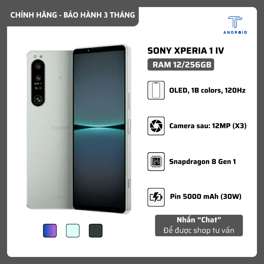 [SHOP MỚI] Điện Thoại Sony Xperia 1 IV (X1 Mark 4) RAM 12/256 GB, 2 SIM, Pin 5000 mAh, Màn Hình 4K+