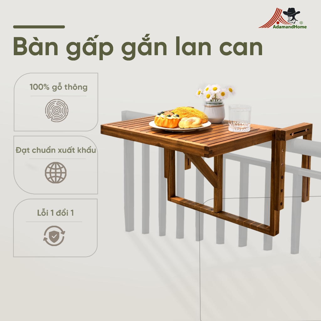 Bàn Treo Ban Công Gấp Gọn Gỗ Bàn Gấp Gọn Decor Ngoài Trời Bàn Gắn Lan Can Chung Cư Thông Minh