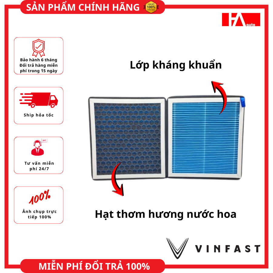 { Hàng Chính Hãng } Lọc gió điều hòa kháng khuẩn (lọc thơm HEPA) Vinfast Vf5, Vfe34, Nerio Green, He