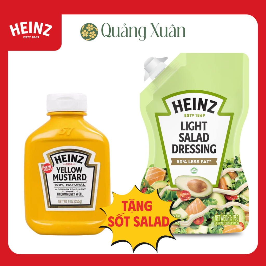   Tặng Sốt Salad  Mù Tạc Màu Vàng HEINZ 255g  HSD: 05 2027  