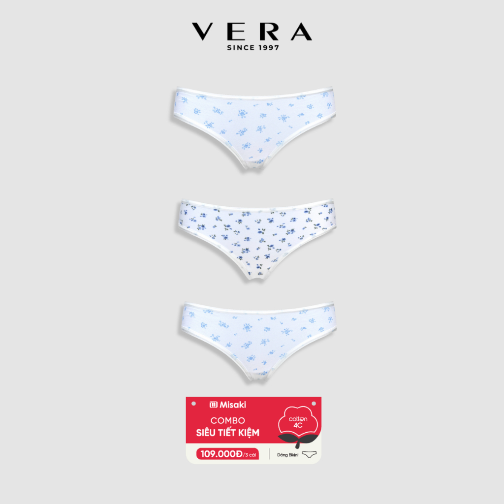 [NEW ARRIVAL] COMBO 3 Quần lót bikini nữ Misaki cotton 4C in - M1087
