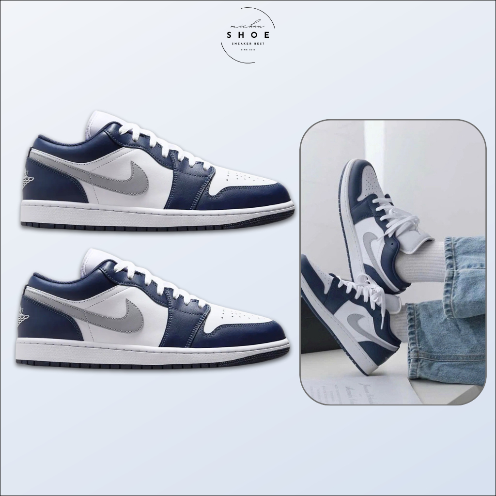 Giày Thể Thao JD1 Low Midnight Navy – Sneaker Nam Nữ JD Thấp Cổ Phối Trắng Xanh Navy