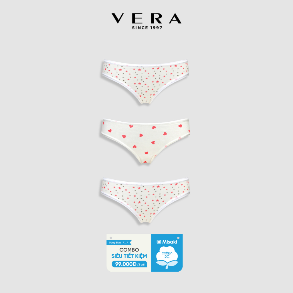 [NEW ARRIVAL] Combo 3 quần lót bikini nữ Misaki cotton 2C in - M1088