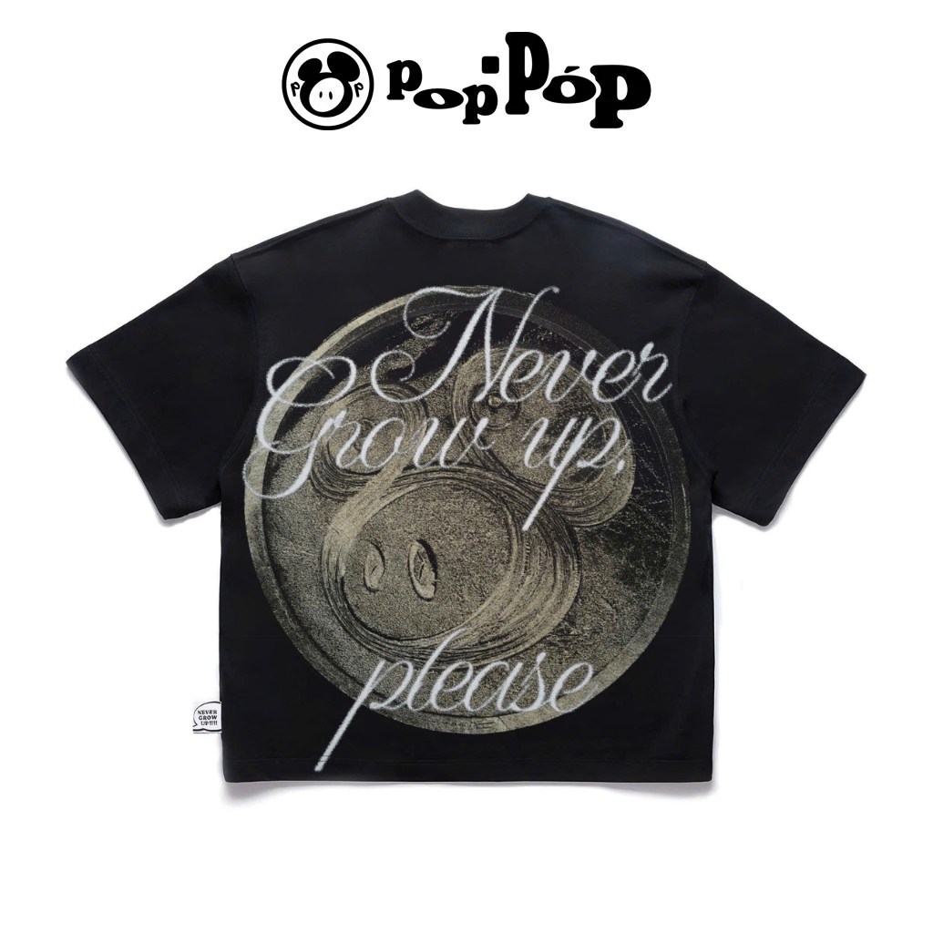 POPPOP Áo Thun Poppop Mascot PP Sand T-shirt 100% Cotton Form Boxy Unisex / Black