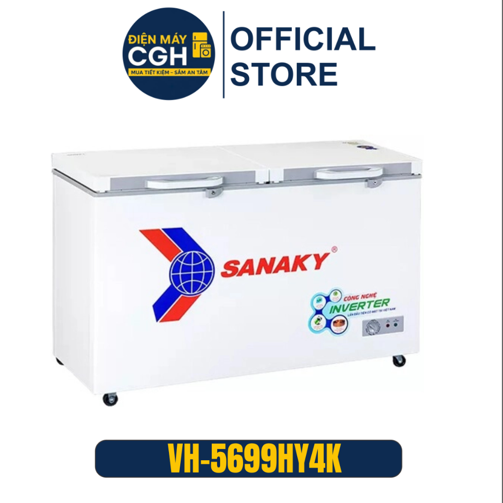 Tủ đông sanaky 410L Inverter dàn đồng 1 chế độ,mặt kính VH-5699HY4K