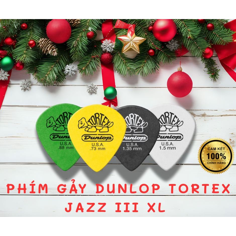 Phím đàn guitar Tortex Jazz III XL Picks Jim Dunlop USA Độ dày 0.73mm, 0.88mm, 1.35mm, 1.5mm