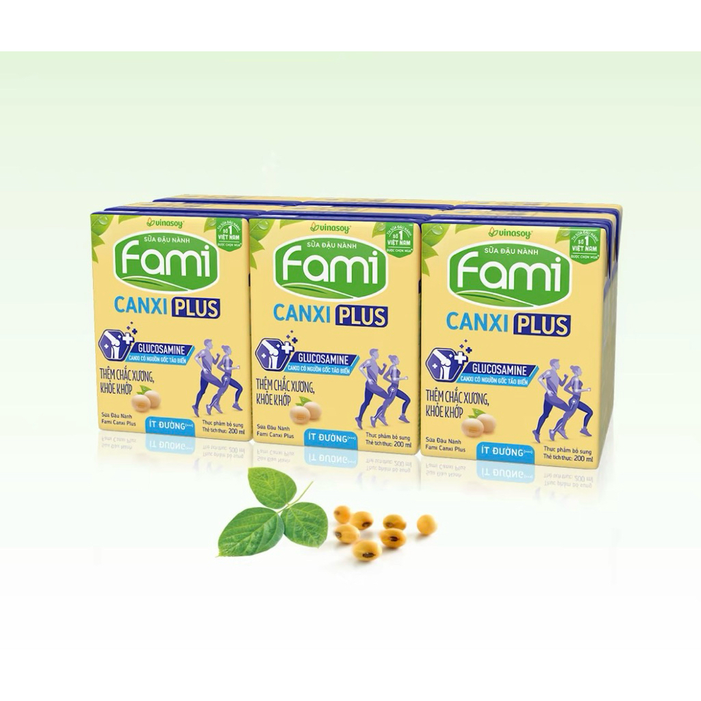 Lốc 6 Hộp Sữa Đậu Nành Ít Đường Fami Canxi 200ml
