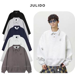 (Fom rộng)Áo nỉ cổ bẻ Sweater JULIDO nỉ 2 da nam nữ unisex - GVW