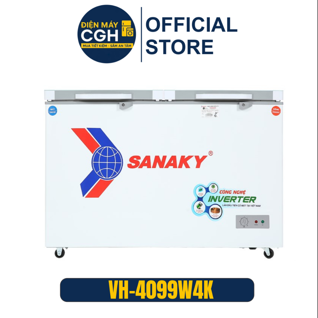 Tủ đông Sanaky 280L mặt kính 2 chế độ Inverter ( xám ) VH-4099W4K