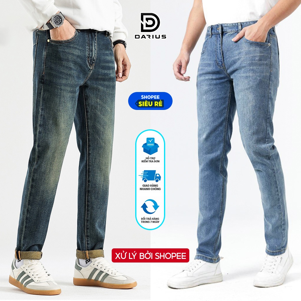 Quần bò Jean nam skinny co giãn 4 chiều Big size 28-36 dáng ôm Darius Shop