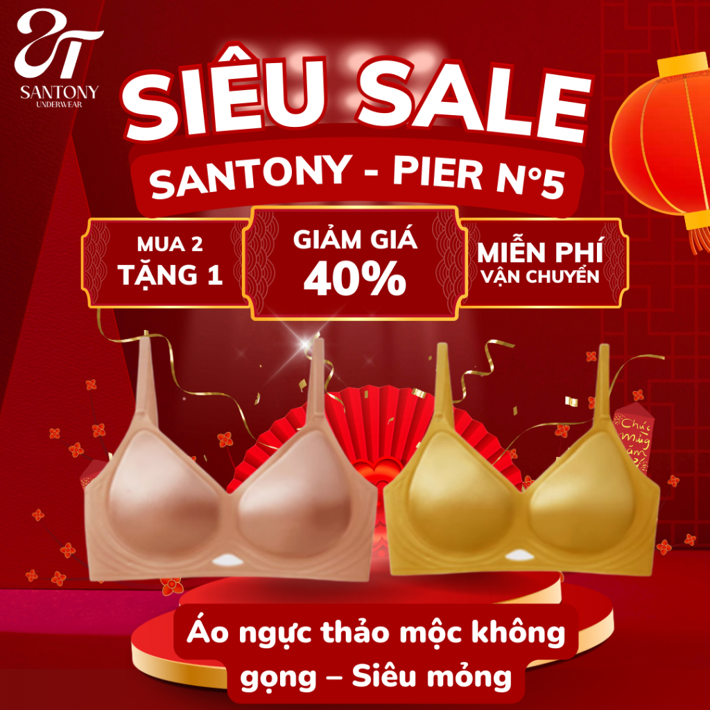 Áo Ngực Su Đúc Không Gọng Santony - Đệm Vừa Nâng Ngực Tự Nhiên - Siêu Mịn Mát - 956