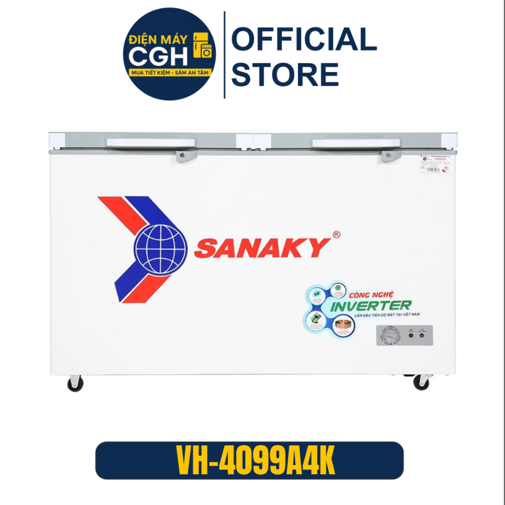 Tủ đông Sanaky 305L mặt kính 1 chế độ Inverter ( xám ) VH-4099A4K
