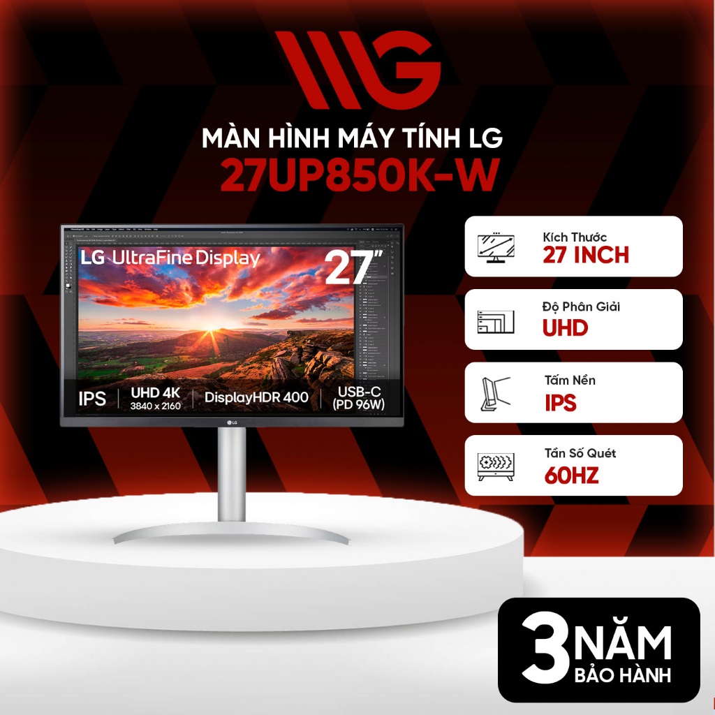 Màn hình LG 27UP850N-W 27UP850K-W 27" 4K Nano IPS 60Hz (HDMI/DP/USB-C) - Chính Hãng