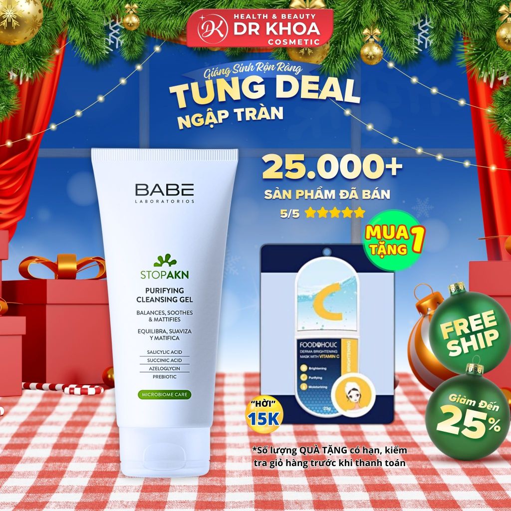   BẢN MỚI  Sữa Rửa Mặt BABE - BABÉ Cleansing Gel Cho Da Dầu Mụn 200ml Dr Khoa Chính Hãng 