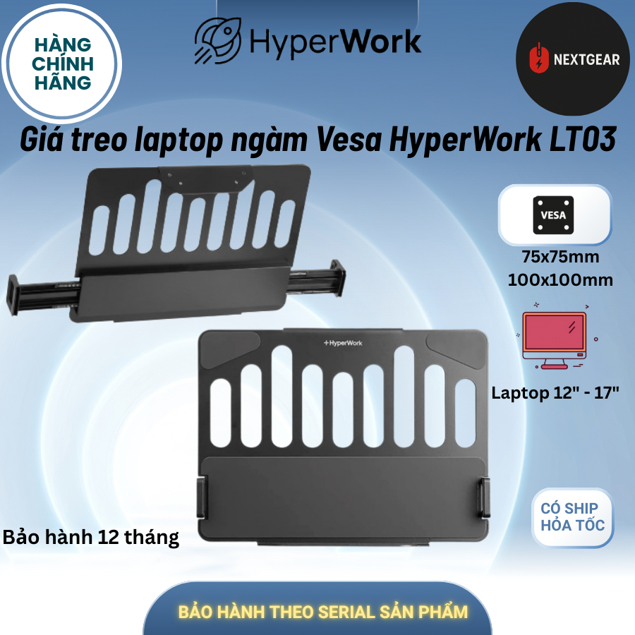 Giá Treo Laptop Ngàm VESA HyperWork LT03 – Tối Ưu Không Gian, Setup Bàn Làm Việc