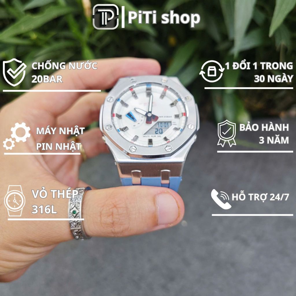 MÁY NHẬT - Đồng hồ nam Gờ-sốc ga. 2100 custom AP phiên bản xanh pastel sang trọng
