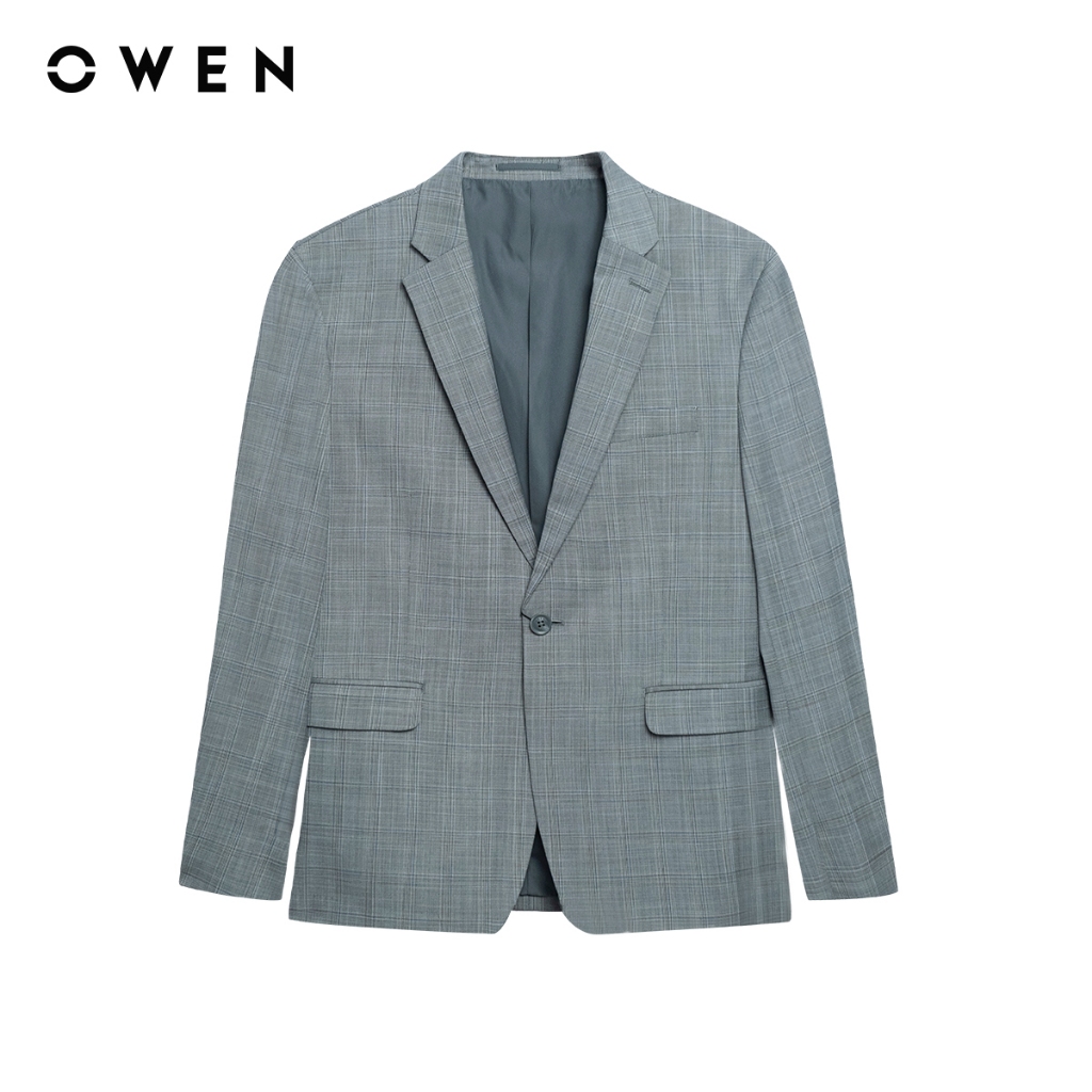 Owen - Áo blazer Slim Fit BLS256116 màu Xám đậm chất liệu TR Spandex