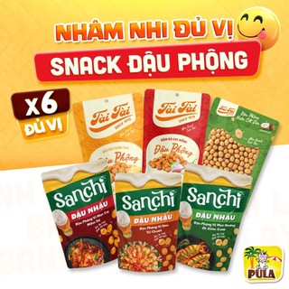  6 vị | Snack Đậu Phộng Tiệm nhà Pula | Snack ăn vặt đậu phộng da cá rang tỏi ớt 40-55-70 Gram đủ vị  | Tài Tài xSanchi 