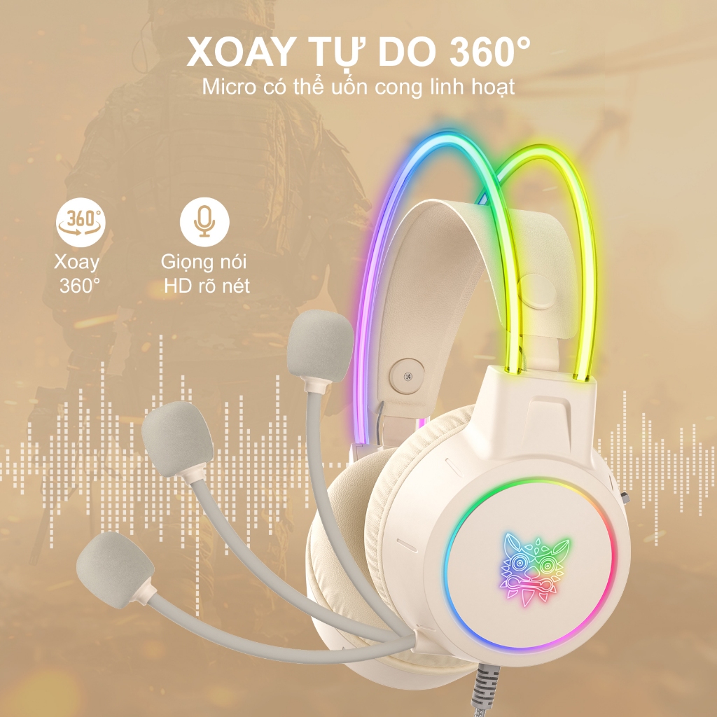 Tai nghe Chụp tai Chơi game âm thanh nổi ONIKUMA X15 tai Mèo Màu Hồng Trắng, Có Micrô/ Đèn RGB, cho PC/ Máy tính/ Laptop | BigBuy360 - bigbuy360.vn