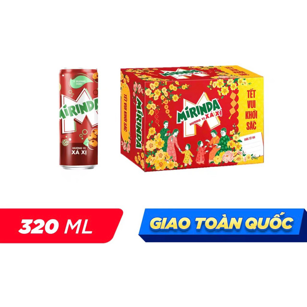 thùng 24 lon nước ngọt xá xị Mirinda 320ml