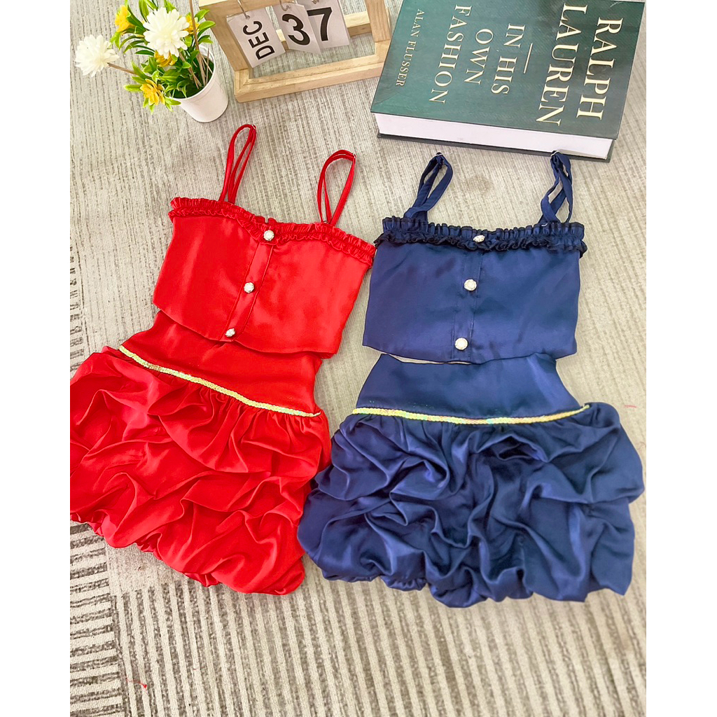 set cv phồng mix áo 2 dây đi tiệc sang chảnh