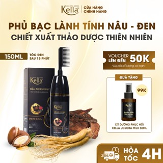   SALE SỐC   Dầu Gội Phủ Bạc Màu Đen Nâu Tự Nhiên Chiết Xuất Thảo Dược – Nhuộm Tóc An Toàn Màu Bền Đẹp - Ke 