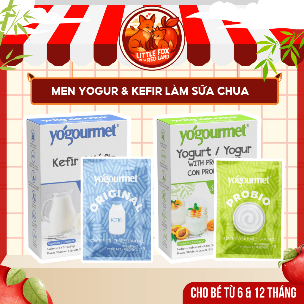 (DATE MỚI) Men Làm Sữa Chua -Yogourmet Probiotic Starter - Sữa Chua Uống  Yogourmet Kefir Starter Ch
