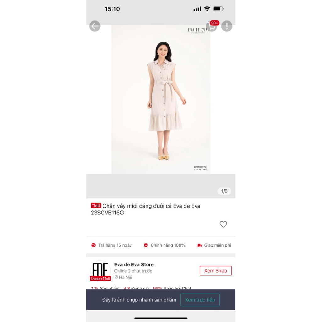 Thanh lý chân váy linen Evadeeva size S