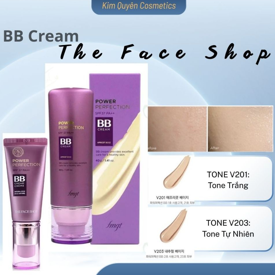 [BB Cream] Kem Nền Đa Năng THE FACE SHOP BB Cream Face it Power Perfection BB Tím