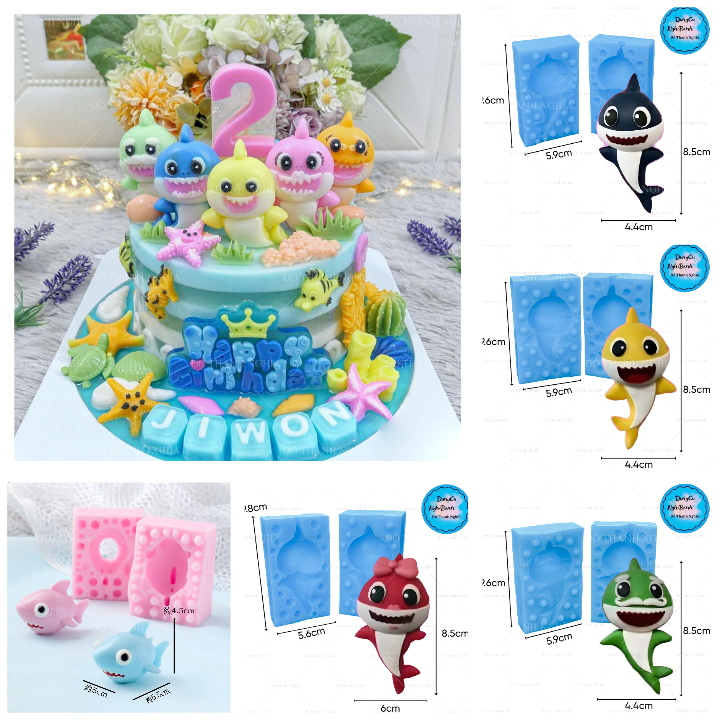 Khuôn Silicon -Sinh Vật Biển - Cá Heo Cá Mập Baby Shark - Làm Bánh - Rau Câu, Kẹo Socola