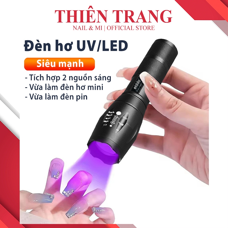 Đèn hơ UV/LED tích điện 3 chế độ sáng - Máy hơ gel 2 ánh đèn ( UV/ Ánh sáng trắng ) - Tặng kèm giấy 